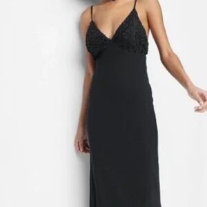 Sleeveless rosette cup maxi slip dress
